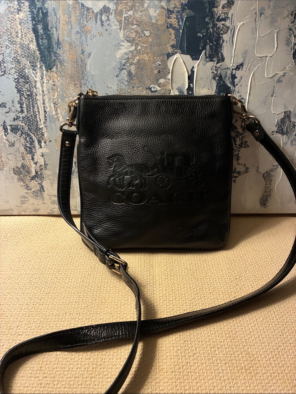 Genuine Coach Black jes slim Leather  Embossed Coach Crossbody Bag 2020 - Picture 2 of 10